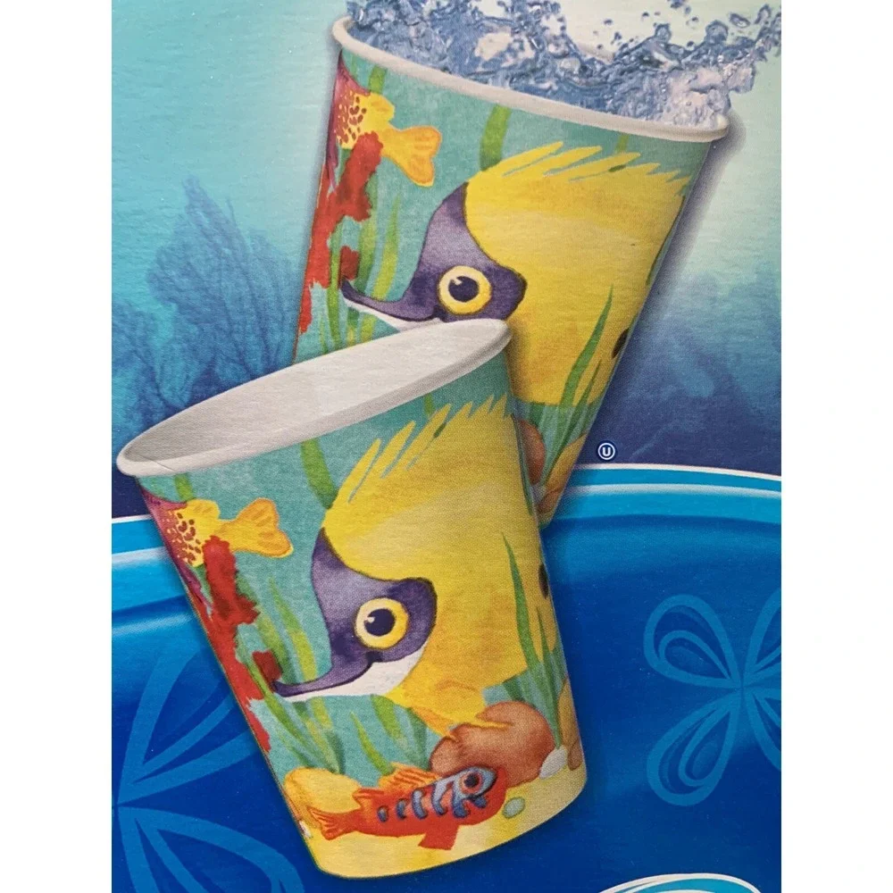 Dixie Bath Cups LOT of 5 Tropical Fantasy Fish 100 NOS Discontinued Beach House